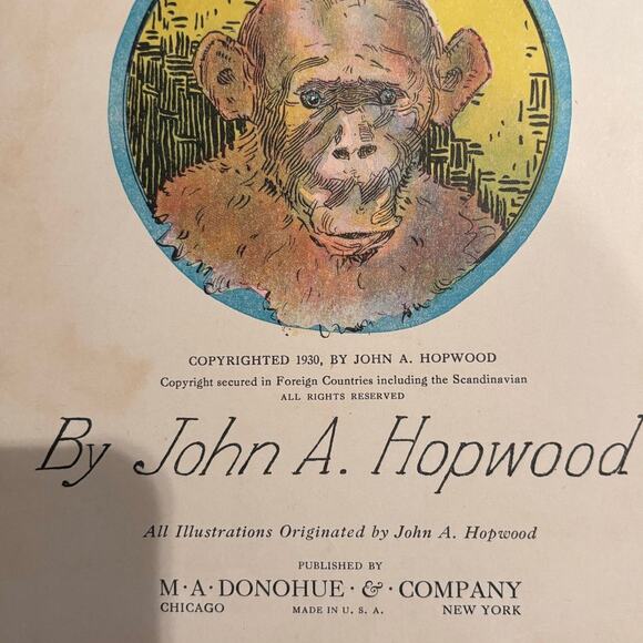 VTG 1930 The Monkey Family Book by John A Hopwood, HC Children's Book - Picture 3 of 6